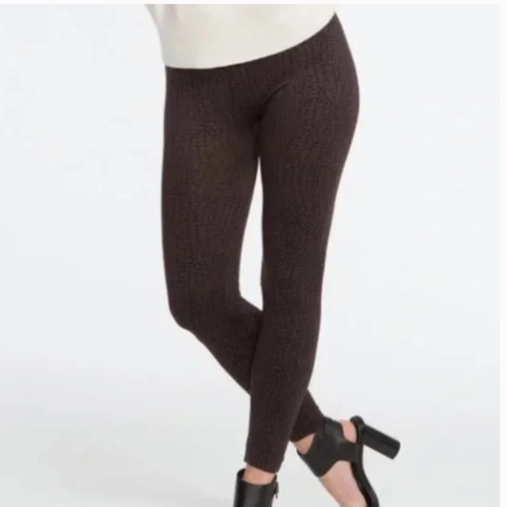 Spanx Leggings Look At Me Now Seamless Brown Black Animal Print Snake Croc small